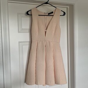 ANGL Deep V Cream Dress